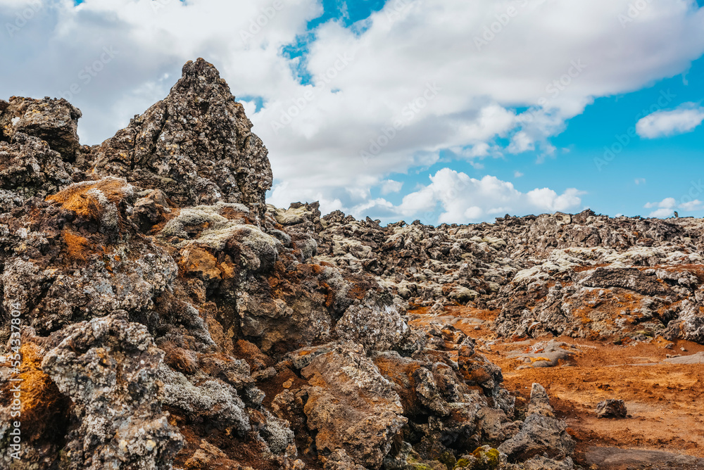 Lava field, Geothermal area outside the Blue Lagoon, Reykjanes
