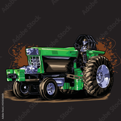 dirt tractor isolated on black background for poster, t-shirt print, business element, social media content, blog, sticker, vlog, and card. vector illustration.