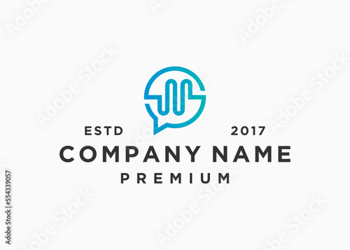 sound wave chat logo design vector illustration template