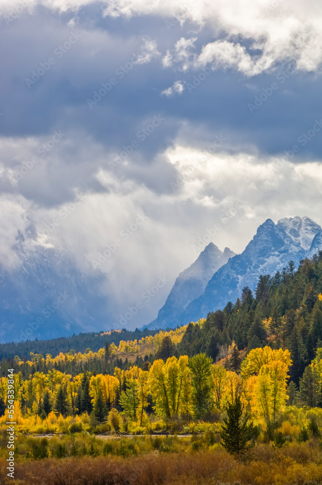 Fall Colors at Pacific Creek in YNP and the Grand Tetons; Grand Teton National Park, Wyoming, United States of America Fall Colors at Pacific Creek in YNP and the Grand Tetons; Grand Teton National Park, Wyoming, United States of America