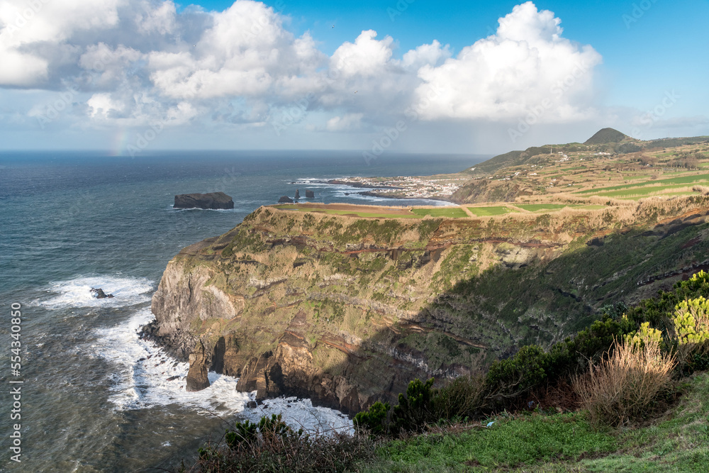 Panoramic view from the Miradouro da Ponta do Escalvado in the Sao Miguel island. Azores archipelago, Portugal.