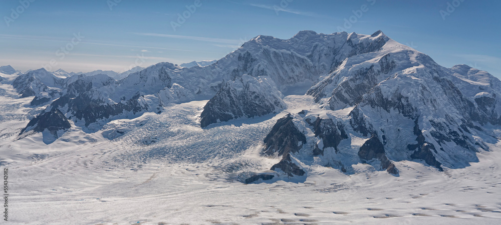 Aerial photo of Kluane National Park, with snow covered mountains making up the landscape. Mount Vancouver is seen here; Haines Junction, Yukon, Canada Aerial photo of Kluane National Park, with snow covered mountains making up the landscape. Mount Vancouver is seen here; Haines Junction, Yukon, Canada