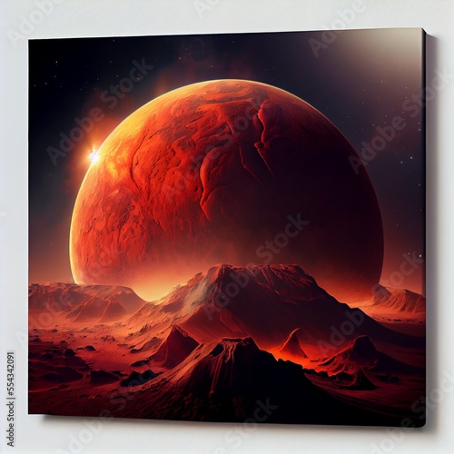 red planet like mars  illustration - generative AI photo