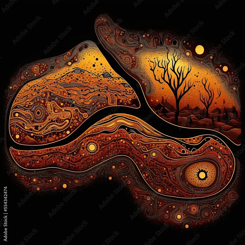 Tree Dreamtime Australian Aboriginal dreamtime creation of Australia by a rainbow ...