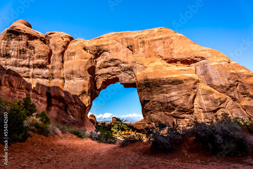 Pine Tree Arch is one of the many Red Sandstone Rock Formation in Arches National Park in Utah, USA photo