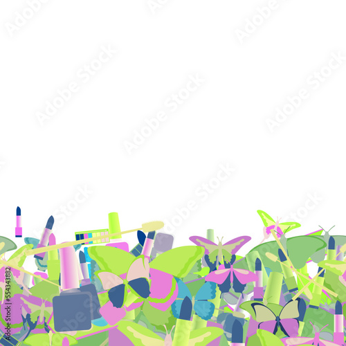 Background pattern abstract design texture. Horizontal seamless stripe. Border frame, transparent background. Theme is about beautiful, design, ornate, delicate, parlor, various, fly, cosmetology