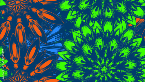 Flowers. Seamless floral background. Tracery handmade nature ethnic fabric backdrop pattern. Textile design texture. Decorative color art. Vector