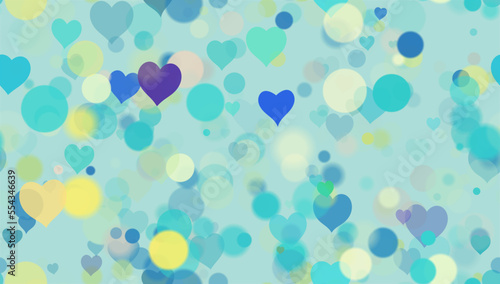Background pattern abstract design texture. Seamless. With hearts. Theme is about relations, decoration, colorful, glows, wall, graphic, overflows, illuminated, colors, inspiration, blurry
