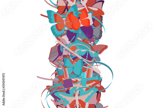 Background pattern abstract design texture. Vertical seamless stripe. Border frame, transparent background. Theme is about wing, Pipevine, irregular, parlor, summer, powder, narrow goods