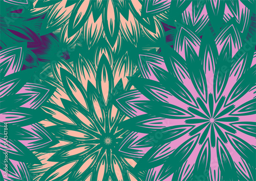 Flowers. Seamless floral background. Tracery handmade nature ethnic fabric backdrop pattern. Textile design texture. Decorative color art. Vector