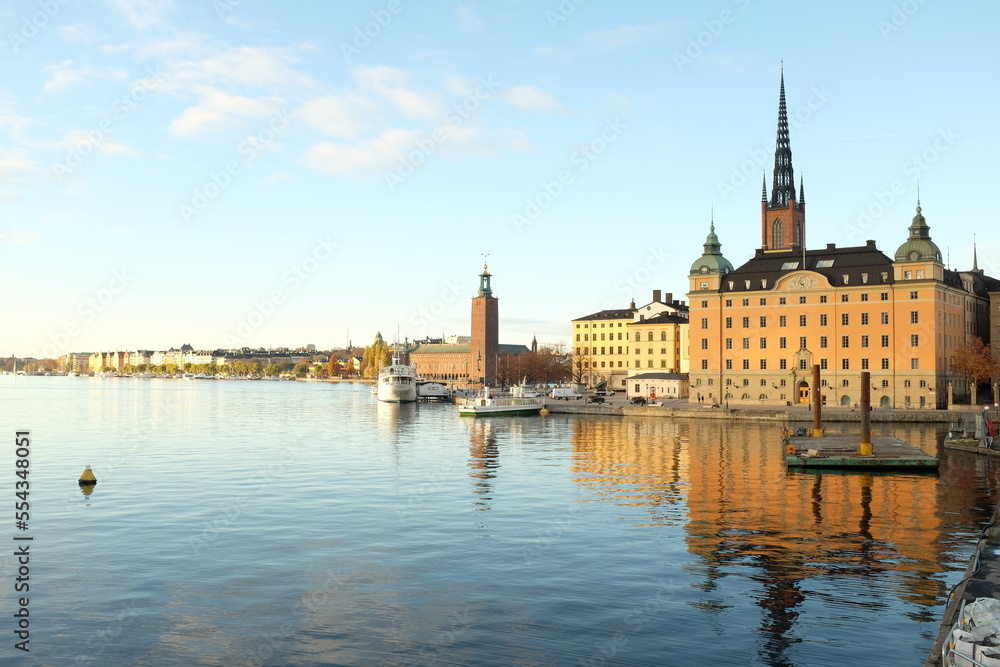 Stockholm City Hall and Riddarholm in Gamla Stan (Old Town)