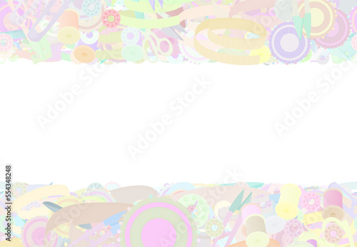 Background pattern abstract design texture. Pastel. Horizontal seamless stripes. Border frame, transparent background. Theme is about stitch, craft, handmade, thread, spool, textile, handicraft
