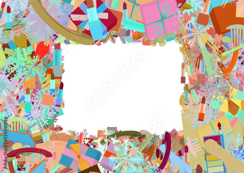 Background pattern abstract design texture. Border frame, transparent background. Theme is about wedding, birthday, snowflake, silhouette, cosmetology, pomade, merry, decoration, giftbox