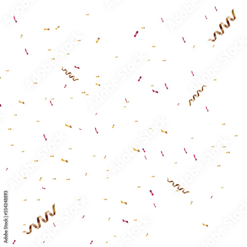 congratulatory background with gold confetti and serpentine. Vector illustration