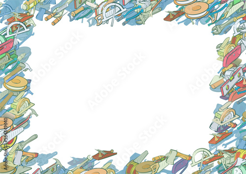 Background pattern abstract design texture. Repair. Border frame, transparent background. Theme is about fum-tape, hank, spatula, shine, stationary, mounting, architectural, vice, compression