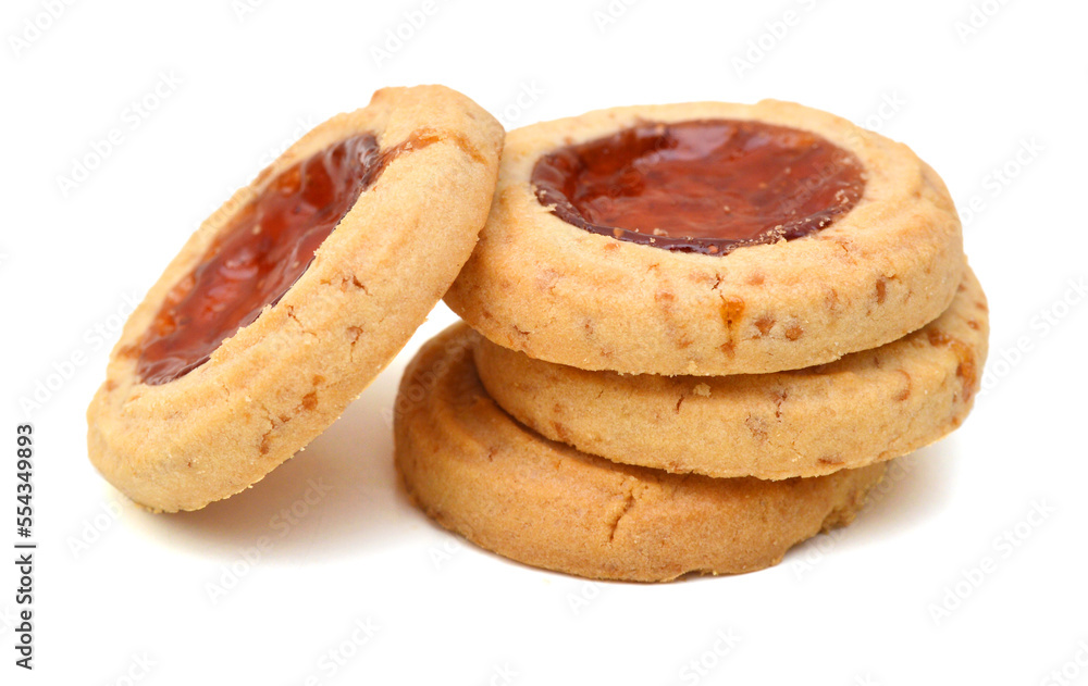 Cookies with jam closeup isolated on a white Cookies with jam closeup isolated on a white