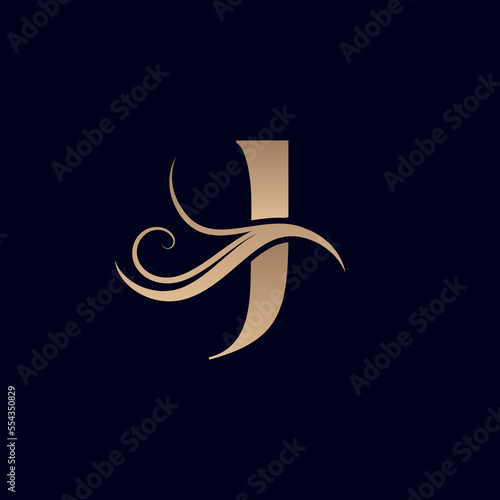 HAIR SALON GOLD BEAUTY WOMEN LOGO LETTER J