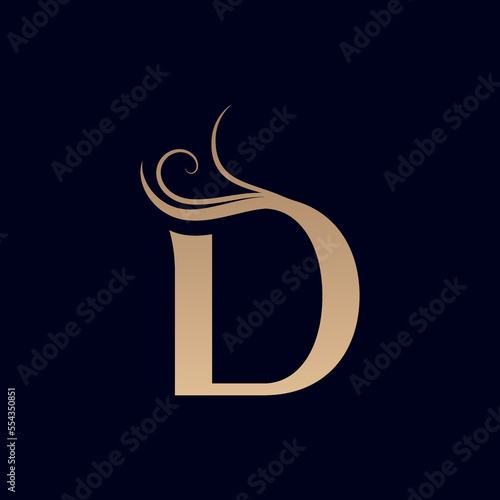 HAIR SALON GOLD BEAUTY WOMEN LOGO LETTER D