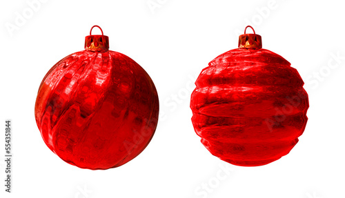 Quadro em tela Enfeites de natal 3d, bolas de natal vermelhas