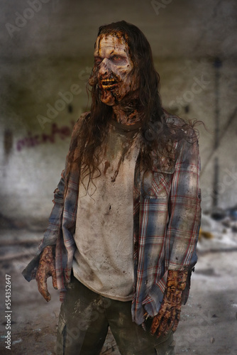 Fototapeta Naklejka Na Ścianę i Meble -  Male Zombie with long hair #3