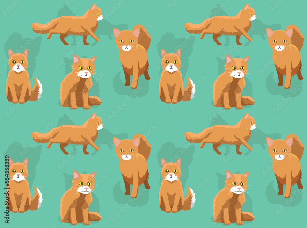 Fototapeta premium Cat Laperm Cartoon Character Seamless Wallpaper Background