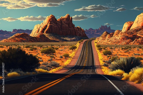 Arizona's beautiful section of Route 66 Generative AI
