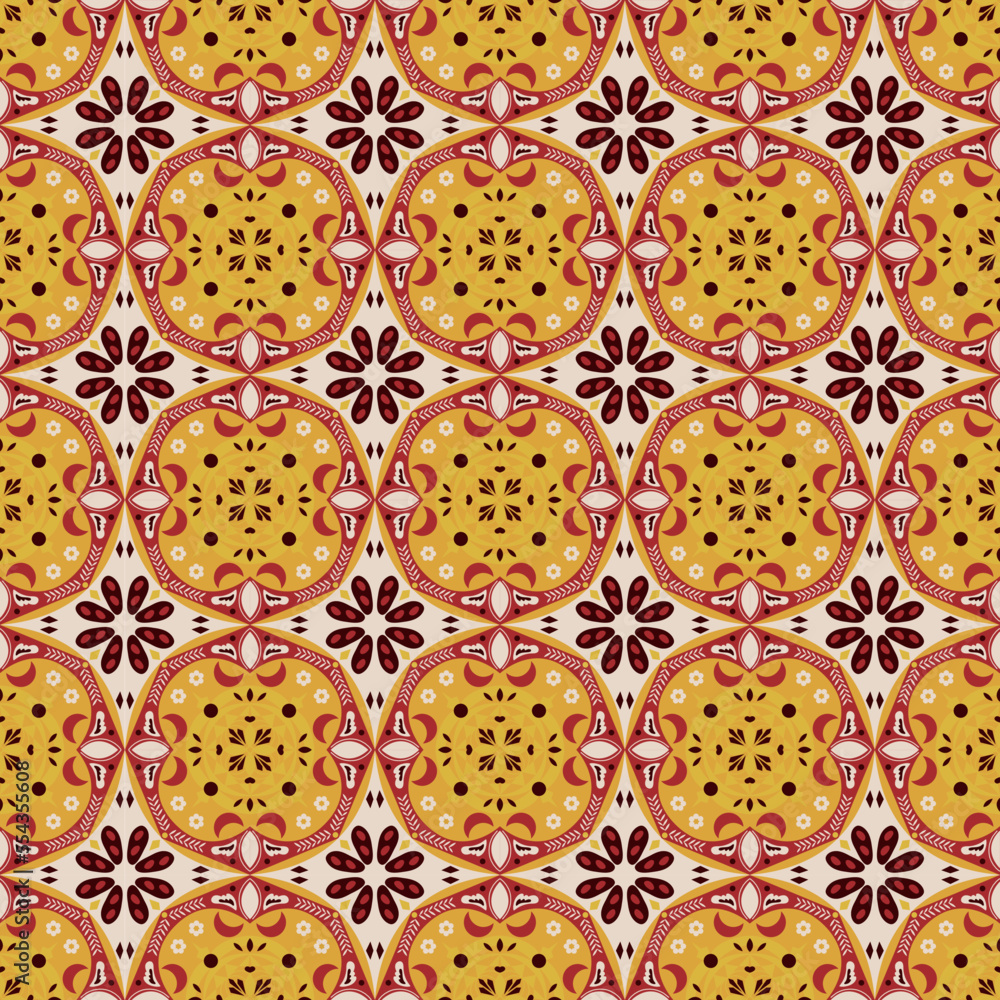 New Year Floral Seamless Pattern Background Garden Nature Damask Aboriginal Ornament Art