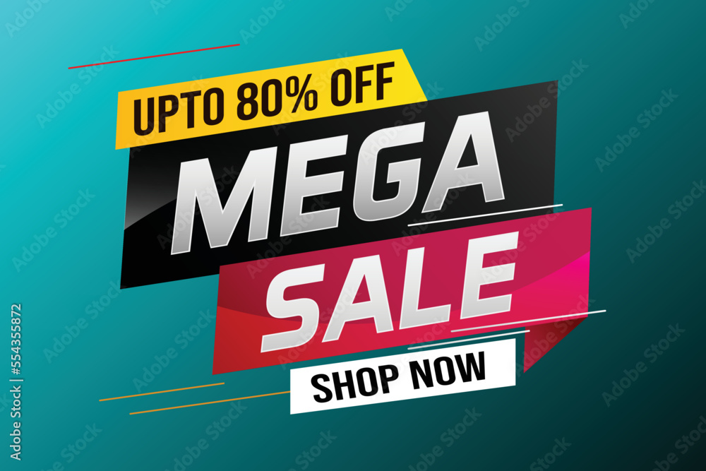 mega sale word concept vector illustration with lines and 3d style, landing page, template, ui, web, mobile app, poster, banner, flyer, background, gift card, coupon, label, wallpaper