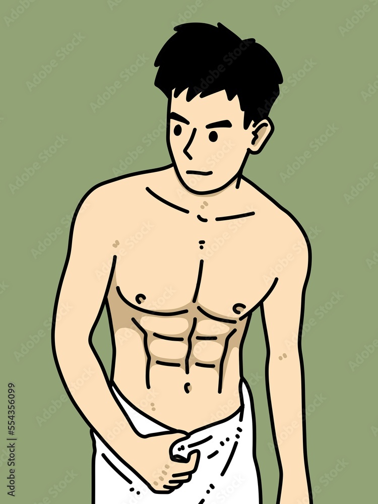 Fototapeta premium cute man cartoon on green background