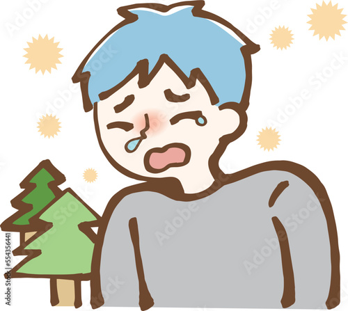 花粉がひどい男性　イラスト