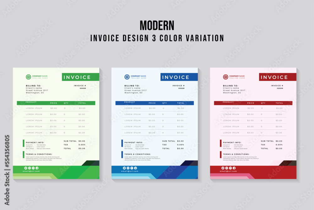 Professional Modern Minimal Invoice Design Vector Template. Price List Design, Cost Sheet Design, Bill Form, Business Invoice, Money Bills, Payment Agreement Design.