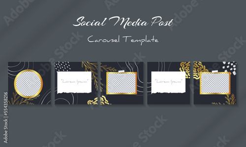 Social media carousel luxury golden feed post template