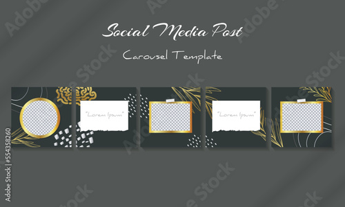Social media carousel luxury golden feed post template