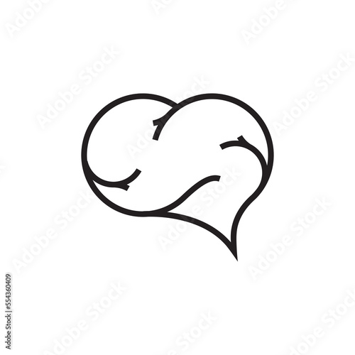 line icon heart brain isolated on white background.