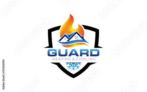 Illustration graphic vector of plumbing, heating, and cooling service company logo design template.