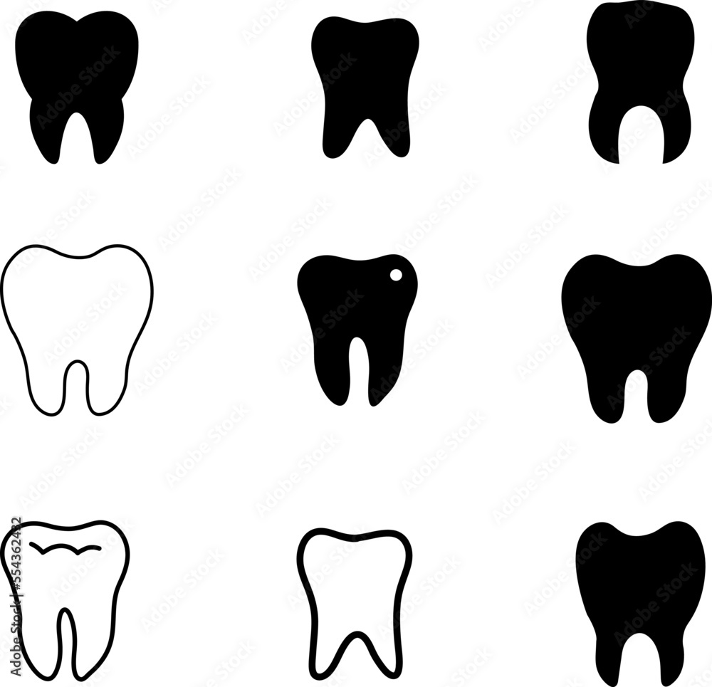 tooth icon set illustration on white background..eps tooth icon set illustration on white background..eps