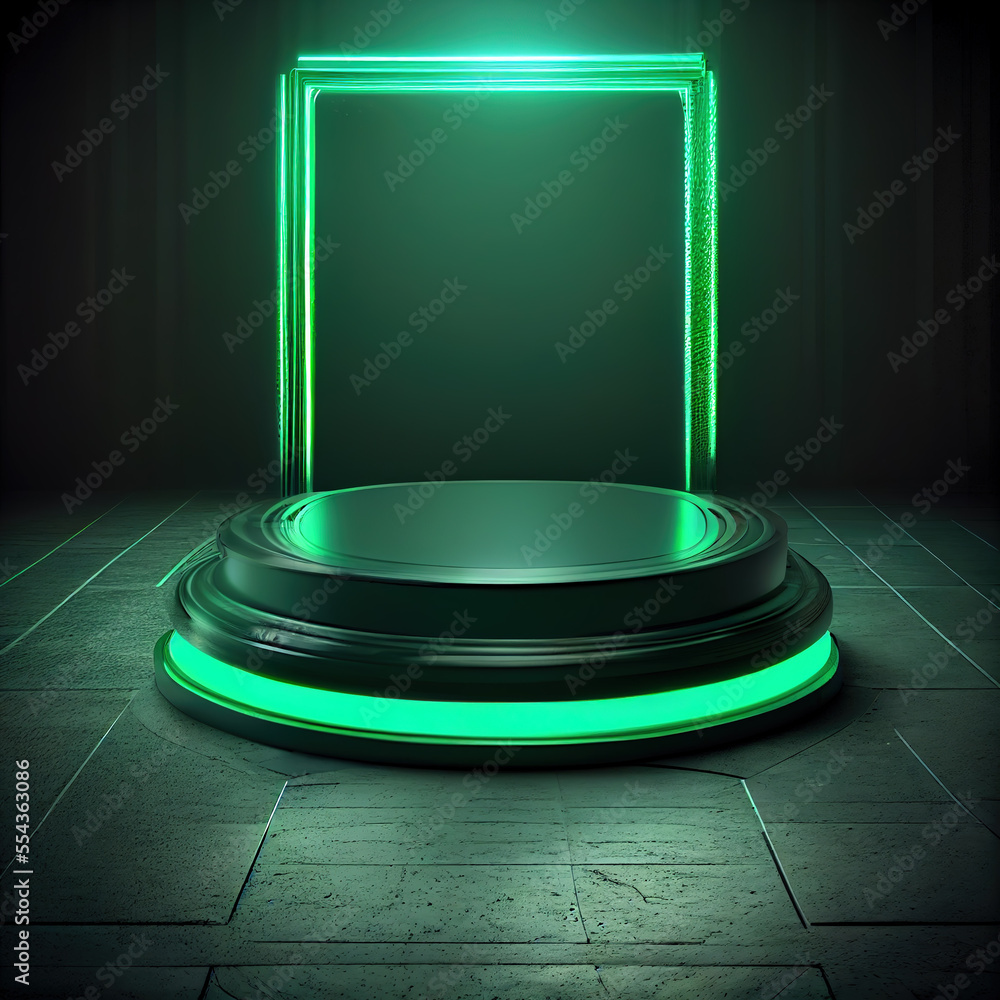 Generative AI : neon pedestal. 3d podium Generative AI : neon pedestal. 3d podium