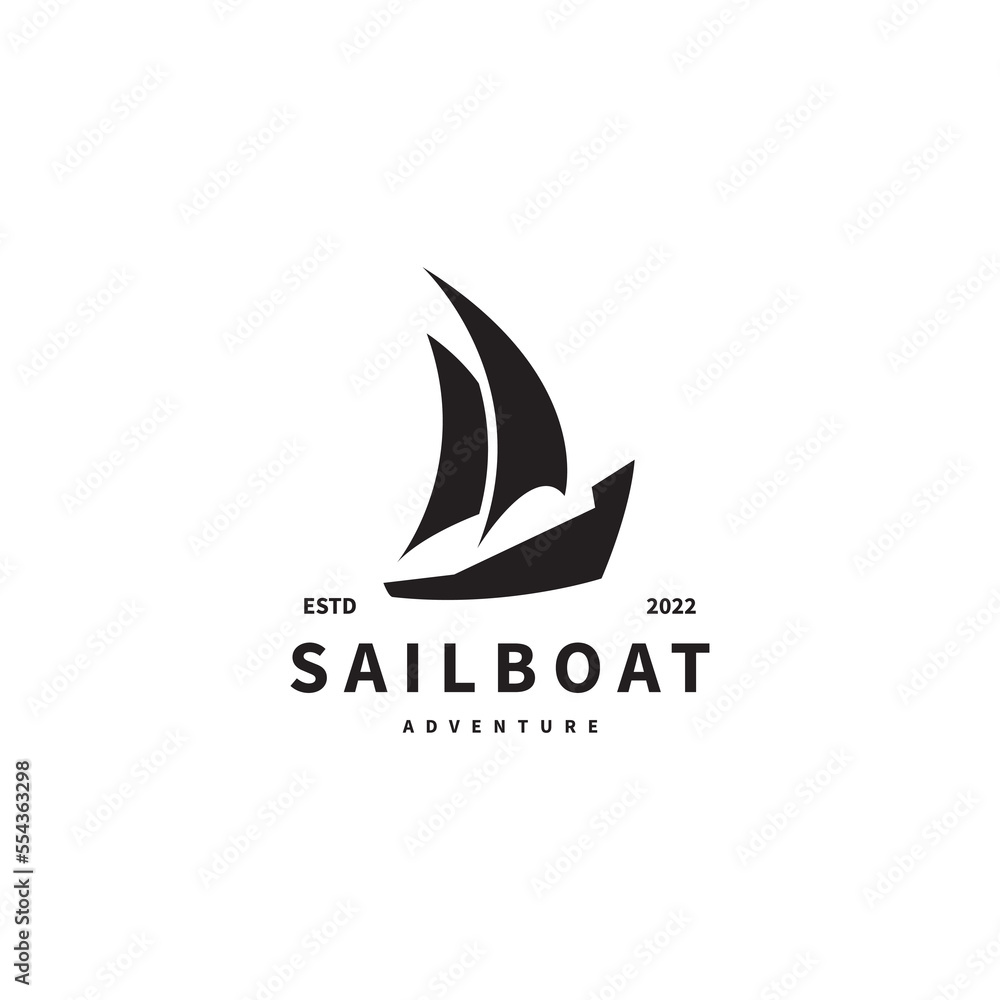 Fototapeta premium sailboat silhouette vintage logo design