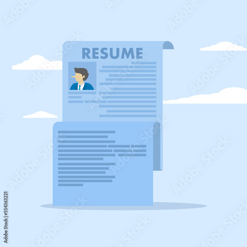 Resume paper with a photo of wild Pinocchio long nose entrepreneur. Lying on resume CV for hire, concept of fake education degree, dishonesty or integrity issue on work experience and career history.