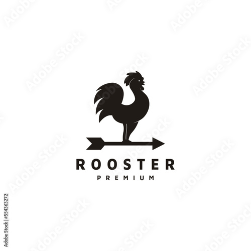 rooster silhouette and arrow icon vector illustration