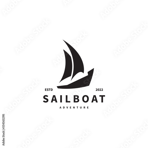 sailboat silhouette vintage logo design