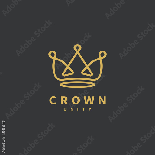 unity crown line art logo design