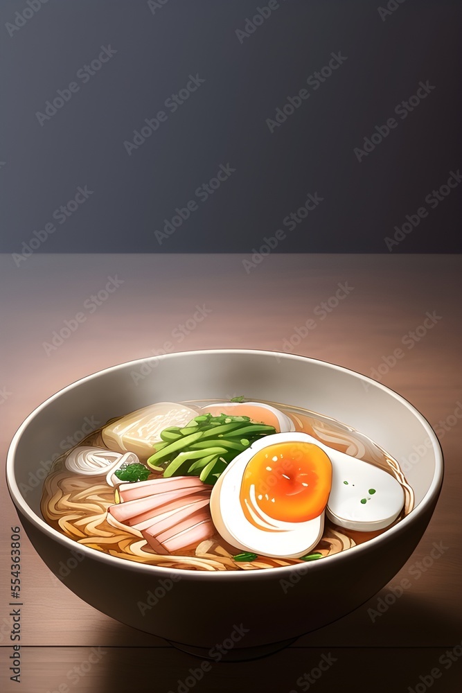 Delicious Japanese Ramen Asian Food In Anime Style Digital Painting Illustration Delicious Japanese Ramen Asian Food In Anime Style Digital Painting Illustration