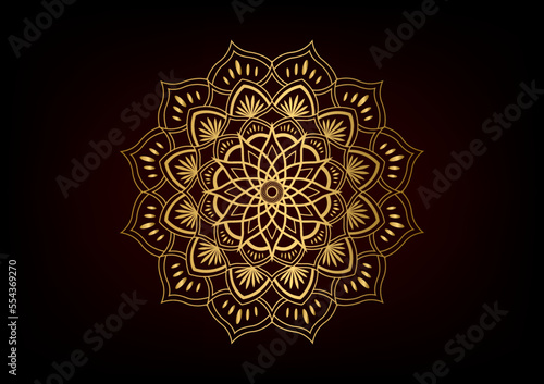 Golden floral center mandala luxury background