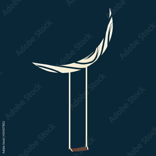 vector illustration of moon and swing with dark background, use for thrifting, poster.