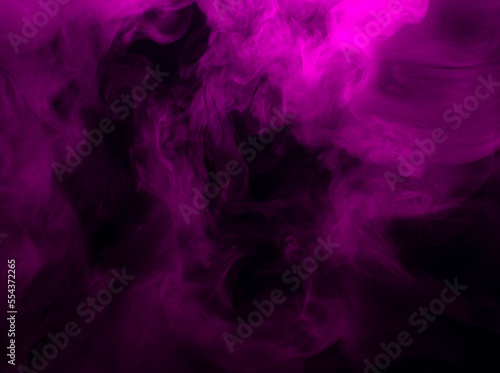 Abstract background of chaotically mixing puffs of purple smoke on a dark background © Александр 