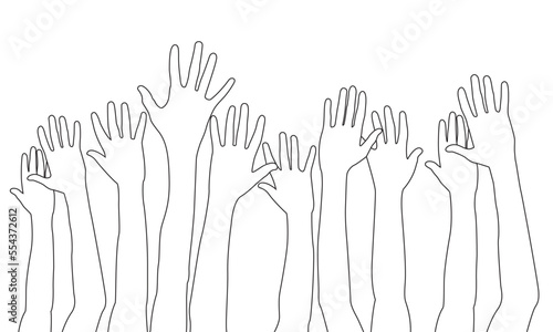 hands of the person. Hands up line art vector.