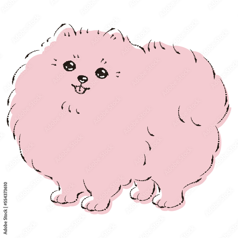シンプルでかわいいポメラニアン 手描き線画ベクターイラスト シンプルでかわいいポメラニアン 手描き線画ベクターイラスト