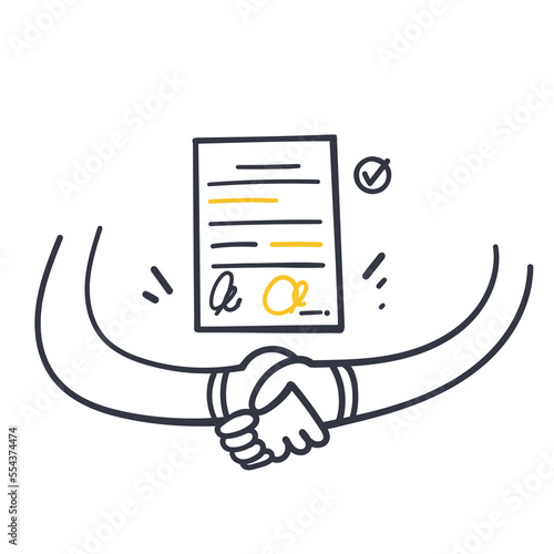 hand drawn doodle business contract deal agreement illustration