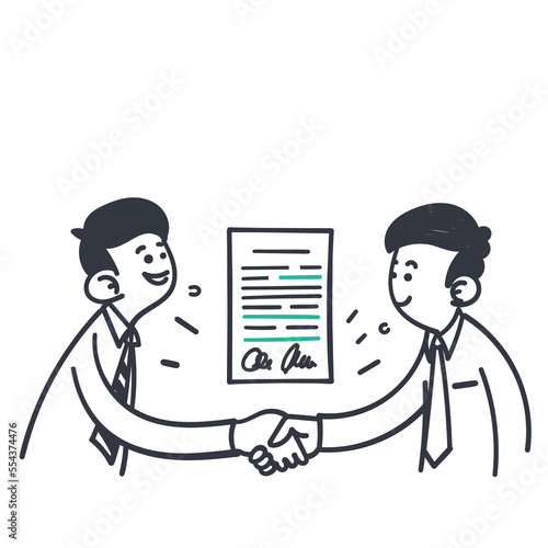 hand drawn doodle business contract deal agreement illustration
